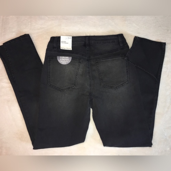 Indigo Rising High Rise Slim Straight Womens Black Jeans Size 5/27 NWT Denim. - Picture 2 of 6